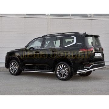Защита заднего бампера d57 секции-d42 уголки РусСталь для Toyota Land Cruiser 300 70TH ANNIVERSARY 2021-