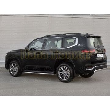 Защита заднего бампера 75х42 дуга РусСталь для Toyota Land Cruiser 300 70TH ANNIVERSARY 2021-