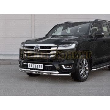 Защита переднего бампера d57 секции-d57 секции с декором РусСталь для Toyota Land Cruiser 300 70TH ANNIVERSARY 2021-