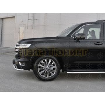 Защита переднего бампера d57 секции-d75x42 дуга РусСталь для Toyota Land Cruiser 300 70TH ANNIVERSARY 2021-