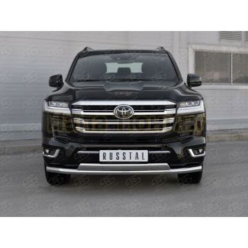 Защита переднего бампера d57 секции-d75x42 дуга РусСталь для Toyota Land Cruiser 300 70TH ANNIVERSARY 2021-