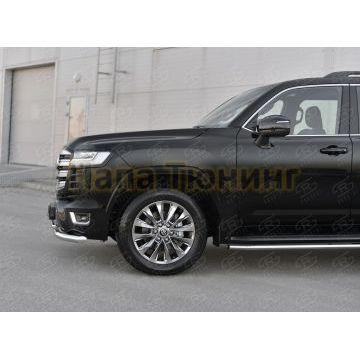 Защита переднего бампера d57 секции-d42 дуга РусСталь для Toyota Land Cruiser 300 70TH ANNIVERSARY 2021-