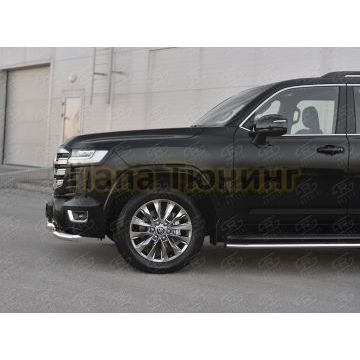 Защита переднего бампера d57 секции-d57 уголки+клыки РусСталь для Toyota Land Cruiser 300 70TH ANNIVERSARY 2021-