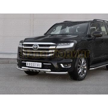 Защита переднего бампера d57 секции-d57 уголки+клыки РусСталь для Toyota Land Cruiser 300 70TH ANNIVERSARY 2021-