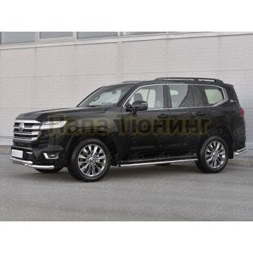 Защита переднего бампера d57 секции-d57 уголки+клыки РусСталь для Toyota Land Cruiser 300 70TH ANNIVERSARY 2021-