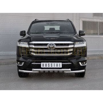 Защита переднего бампера d57 секции-d57 уголки+клыки РусСталь для Toyota Land Cruiser 300 70TH ANNIVERSARY 2021-