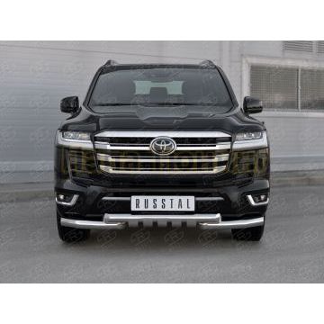 Защита переднего бампера d76 секции-d76 уголки+клыки РусСталь для Toyota Land Cruiser 300 70TH ANNIVERSARY 2021-