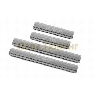 Накладки на пороги RUSSTAL (нерж., шлиф., надпись) РусСталь для Toyota Land Cruiser 300 70TH ANNIVERSARY 2021-