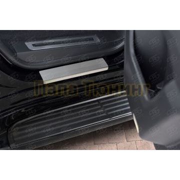 Накладки на пороги RUSSTAL (нерж., шлиф) РусСталь для Toyota Land Cruiser 300 70TH ANNIVERSARY 2021-