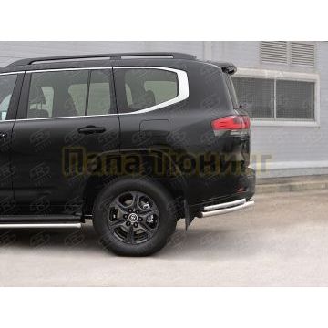 Защита заднего бампера уголки d57 секции-d42 секции РусСталь для Toyota Land Cruiser 300 2021-