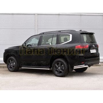Защита заднего бампера уголки d57 секции-d42 секции РусСталь для Toyota Land Cruiser 300 2021-