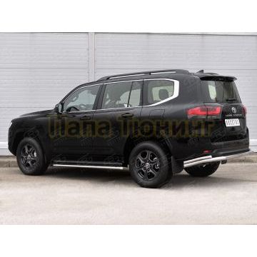 Защита заднего бампера d57 секции-d42 уголки РусСталь для Toyota Land Cruiser 300 2021-