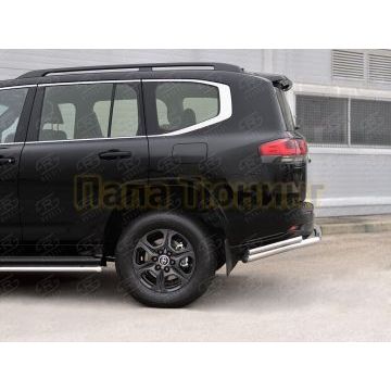 Защита заднего бампера d57 секции-d42 уголки РусСталь для Toyota Land Cruiser 300 2021-