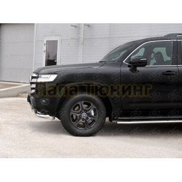 Защита переднего бампера d57 секции-d42 дуга РусСталь для Toyota Land Cruiser 300 2021-