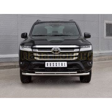 Защита переднего бампера d57 секции-d42 дуга РусСталь для Toyota Land Cruiser 300 2021-