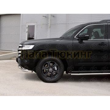 Защита переднего бампера d57 секции-d57 уголки+клыки РусСталь для Toyota Land Cruiser 300 2021-