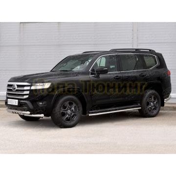 Защита переднего бампера d57 секции-d57 уголки+клыки РусСталь для Toyota Land Cruiser 300 2021-