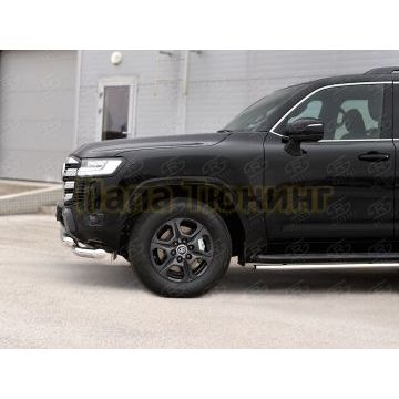 Защита переднего бампера d76 секции-d76 уголки+клыки РусСталь для Toyota Land Cruiser 300 2021-