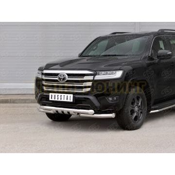 Защита переднего бампера d76 секции-d76 уголки+клыки РусСталь для Toyota Land Cruiser 300 2021-
