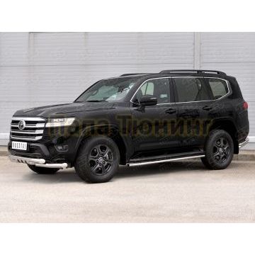 Защита переднего бампера d76 секции-d76 уголки+клыки РусСталь для Toyota Land Cruiser 300 2021-