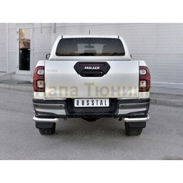 Защита заднего бампера уголки d57 секции-d57 прямая РусСталь для Toyota Hilux 2020-