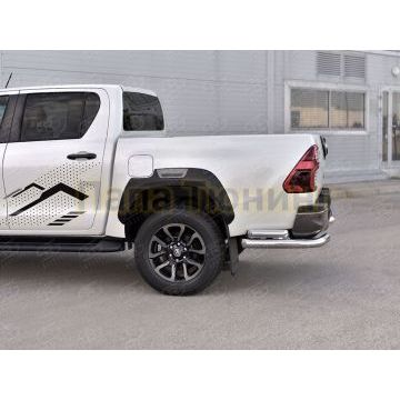 Защита заднего бампера уголки d76 секции-d63 прямая РусСталь для Toyota Hilux 2020-