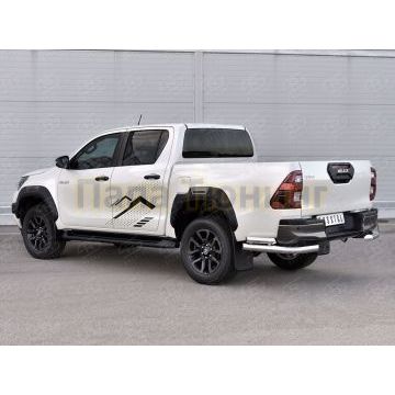 Защита заднего бампера уголки d76 секции-d63 прямая РусСталь для Toyota Hilux 2020-