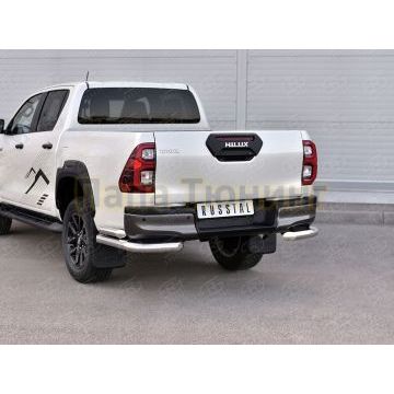 Защита заднего бампера уголки d76 секции-d63 прямая РусСталь для Toyota Hilux 2020-