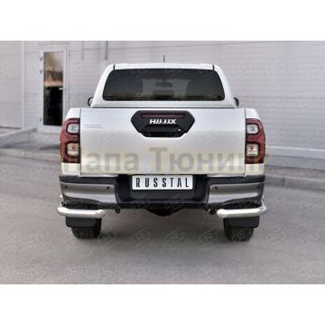 Защита заднего бампера уголки d76 секции-d63 прямая РусСталь для Toyota Hilux 2020-