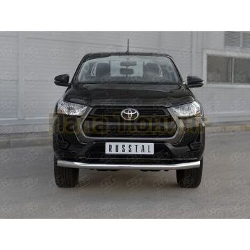 Защита переднего бампера d76 секции РусСталь для Toyota Hilux 2020-