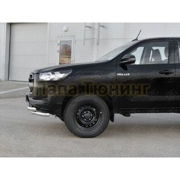 Защита переднего бампера d57 секции-d57 уголки+клыки РусСталь для Toyota Hilux 2020-