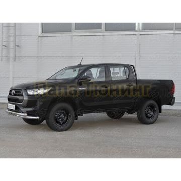 Защита переднего бампера d57 секции-d57 уголки+клыки РусСталь для Toyota Hilux 2020-