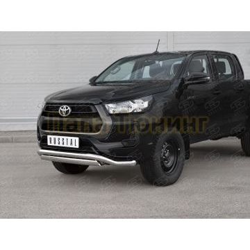 Защита переднего бампера d63 волна-d75х42 дуга РусСталь для Toyota Hilux 2020-