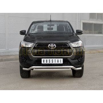 Защита переднего бампера d63 волна-d75х42 дуга РусСталь для Toyota Hilux 2020-