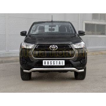 Защита переднего бампера d57 волна РусСталь для Toyota Hilux 2020-