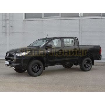 Защита переднего бампера d75х42 дуга РусСталь для Toyota Hilux 2020-
