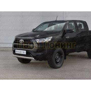 Защита переднего бампера d75х42 дуга РусСталь для Toyota Hilux 2020-