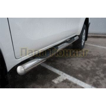 Пороги труба d76 с накладкой (вариант 3) РусСталь для Toyota Hilux 2020-