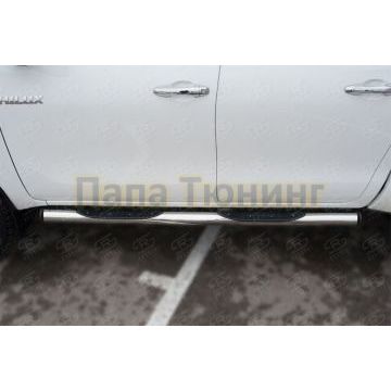 Пороги труба d76 с накладкой (вариант 2) РусСталь для Toyota Hilux 2020-