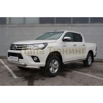 Пороги труба 120х60 овал с проступью РусСталь для Toyota Hilux 2020-