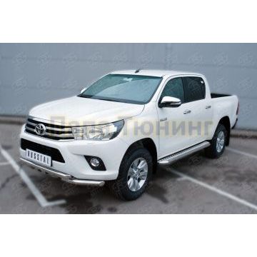 Пороги труба d57 с листом (вариант 2) РусСталь для Toyota Hilux 2020-