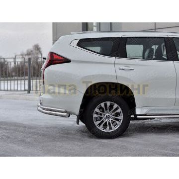 Защита заднего бампера уголки d76 секции-d42 секции РусСталь для Mitsubishi Pajero Sport 2021-