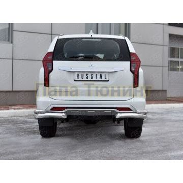 Защита заднего бампера уголки d76 секции-d42 секции РусСталь для Mitsubishi Pajero Sport 2021-