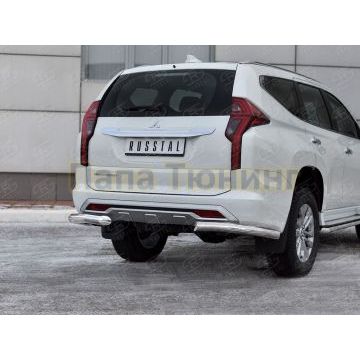 Защита заднего бампера уголки d76 секции РусСталь для Mitsubishi Pajero Sport 2021-