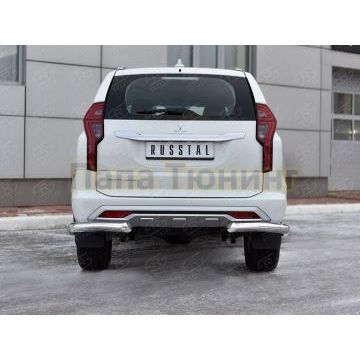 Защита заднего бампера уголки d76 секции РусСталь для Mitsubishi Pajero Sport 2021-