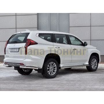 Защита заднего бампера уголки d57 секции-d42 секции РусСталь для Mitsubishi Pajero Sport 2021-