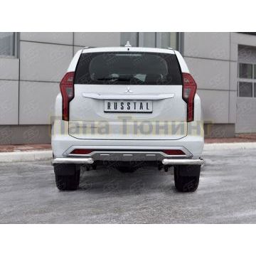 Защита заднего бампера уголки d57 секции РусСталь для Mitsubishi Pajero Sport 2021-
