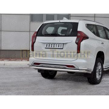 Защита заднего бампера d57 секции-d42 уголки РусСталь для Mitsubishi Pajero Sport 2021-