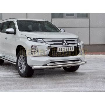 Защита переднего бампера d76 секции-d42 дуга РусСталь для Mitsubishi Pajero Sport 2021-