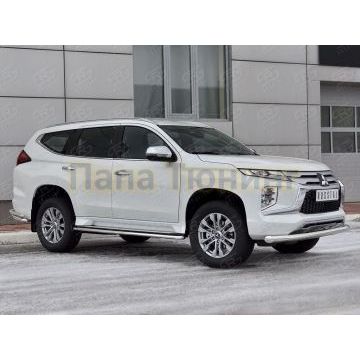 Защита переднего бампера d76 секции РусСталь для Mitsubishi Pajero Sport 2021-